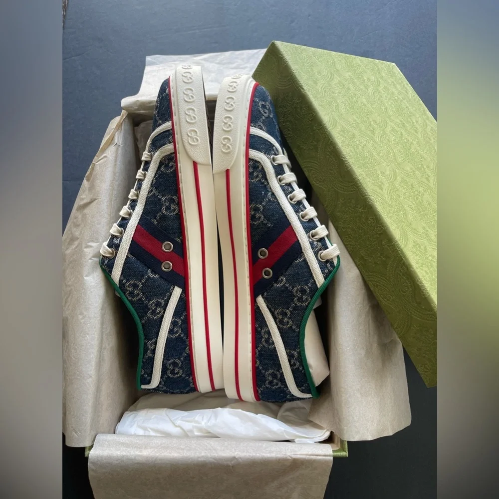 New GG GUCCI TENNIS 1977 SNEAKER Wmn42-US12 - Picture 8 of 16